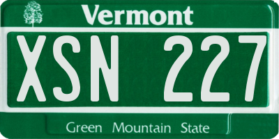 VT license plate XSN227