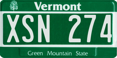 VT license plate XSN274