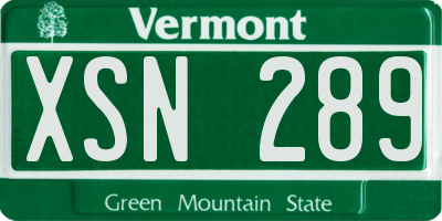 VT license plate XSN289
