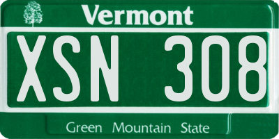 VT license plate XSN308