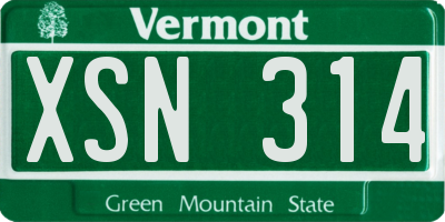 VT license plate XSN314