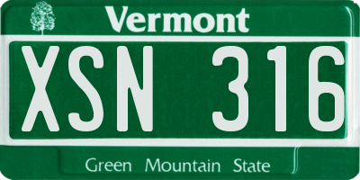 VT license plate XSN316