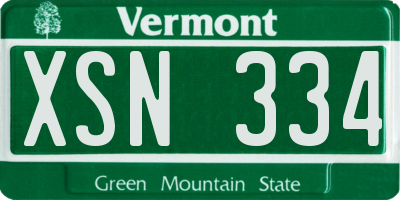 VT license plate XSN334