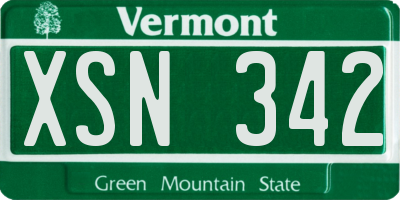 VT license plate XSN342