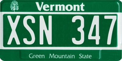VT license plate XSN347