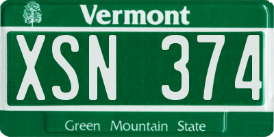 VT license plate XSN374