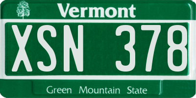 VT license plate XSN378