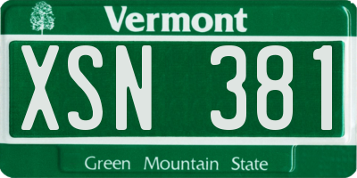 VT license plate XSN381