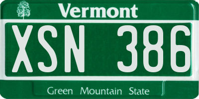 VT license plate XSN386