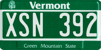 VT license plate XSN392