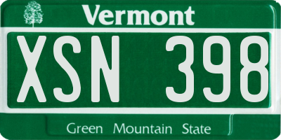 VT license plate XSN398