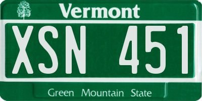 VT license plate XSN451