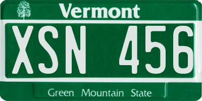 VT license plate XSN456