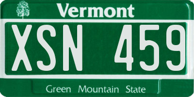 VT license plate XSN459