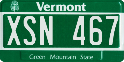 VT license plate XSN467