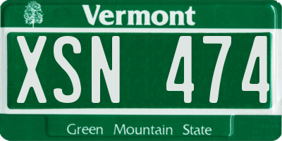 VT license plate XSN474