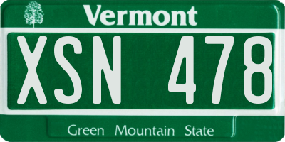 VT license plate XSN478