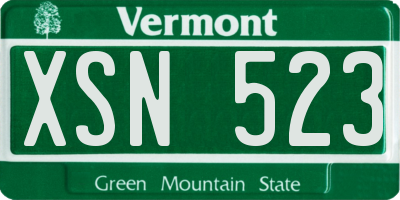 VT license plate XSN523