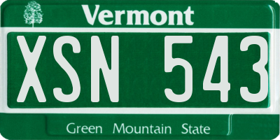VT license plate XSN543