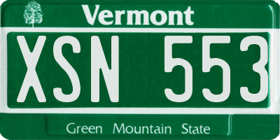 VT license plate XSN553