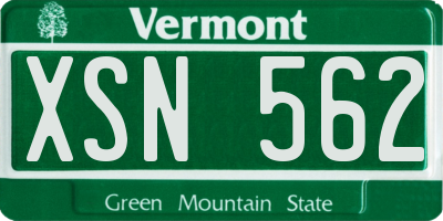 VT license plate XSN562