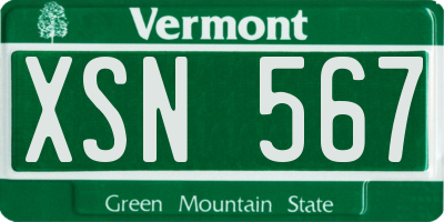 VT license plate XSN567