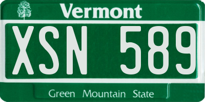 VT license plate XSN589
