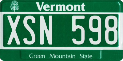 VT license plate XSN598