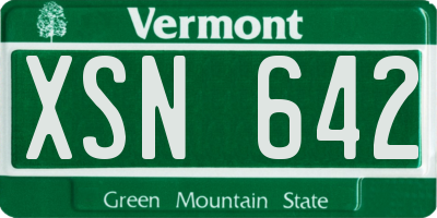 VT license plate XSN642