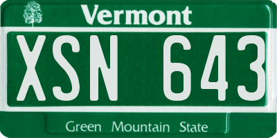 VT license plate XSN643