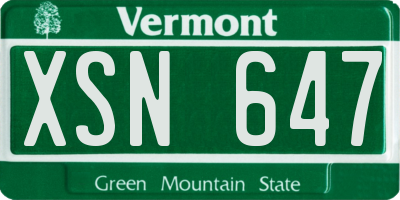 VT license plate XSN647