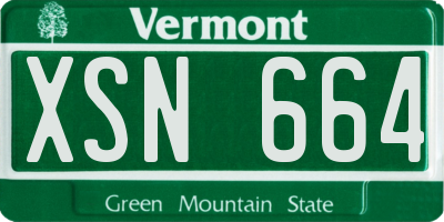 VT license plate XSN664