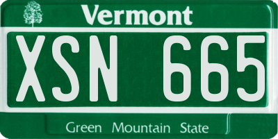 VT license plate XSN665