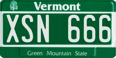 VT license plate XSN666
