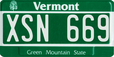 VT license plate XSN669
