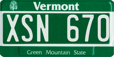 VT license plate XSN670