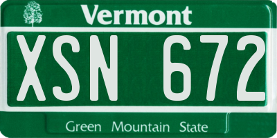 VT license plate XSN672