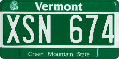 VT license plate XSN674