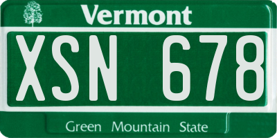 VT license plate XSN678