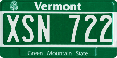 VT license plate XSN722