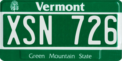 VT license plate XSN726