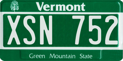 VT license plate XSN752