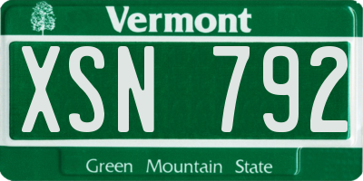 VT license plate XSN792