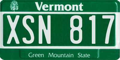 VT license plate XSN817