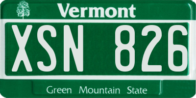 VT license plate XSN826