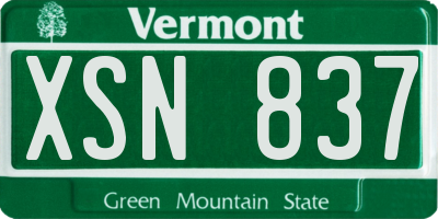 VT license plate XSN837