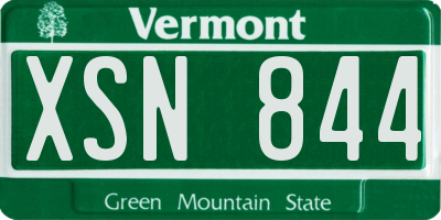 VT license plate XSN844