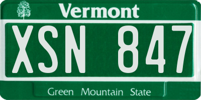 VT license plate XSN847