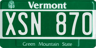 VT license plate XSN870