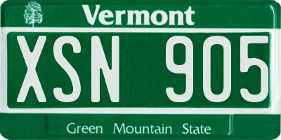 VT license plate XSN905